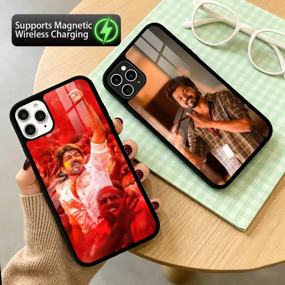 Actor T-ThalaPathy V-Vijay  Phone Case For iPhone17,16,15,14,13,12,11 Plus,Pro Compatible with magnetic wireless charging