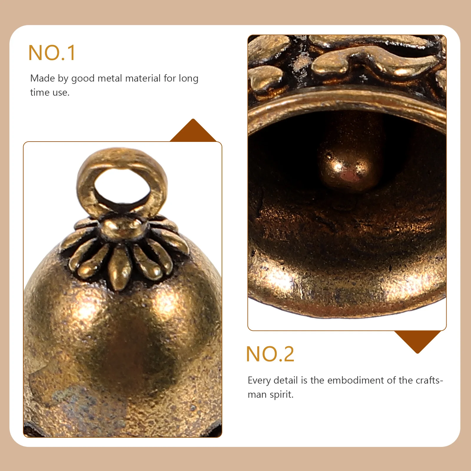 

Retro Oriental Style Bell Pendant Durable Brass Jewelry Bag Keychain Car Decor Creative Gift Hanging Chime Pendant