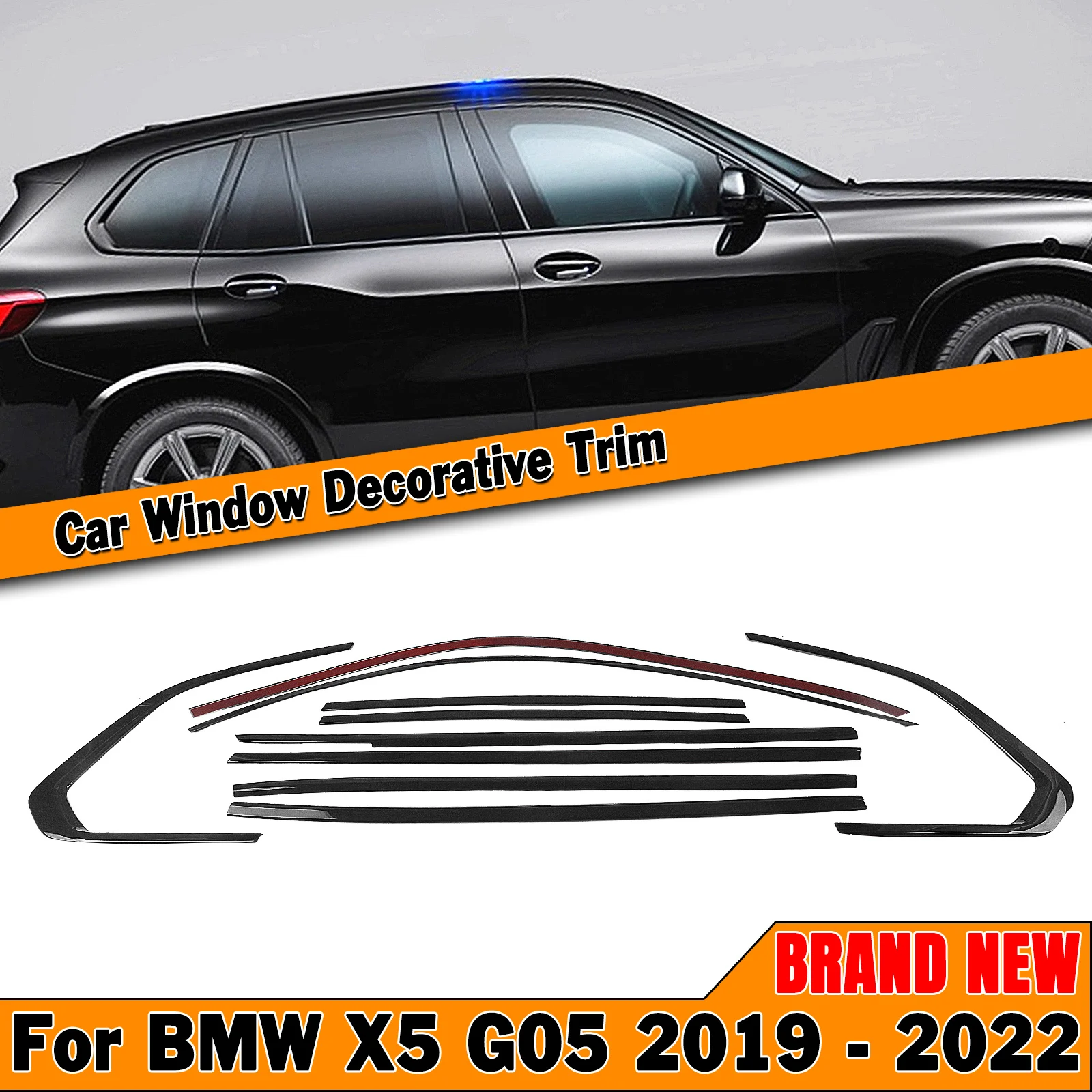 

For BMW X5 G05 2019-2024 Titanium Black Car Exterior Window Trim Stainless Steel Cover Seal Strip Weatherstrip Shade Decorative