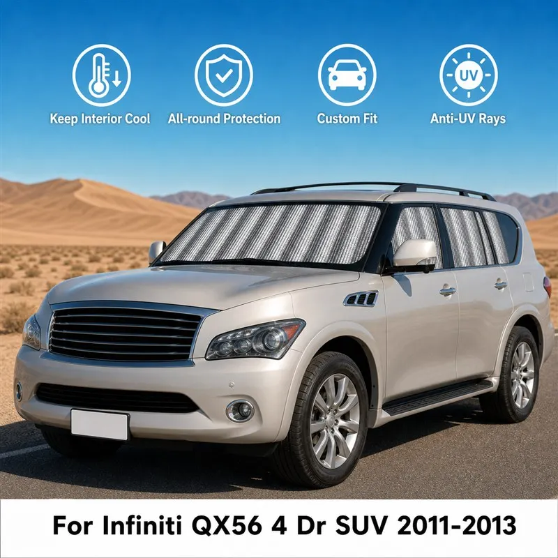 For Infiniti QX56 4 Dr SUV 2011-2013 Full Set Car Window Sunshades UV Block Privacy Heat Insulated Foldable Car Curtain