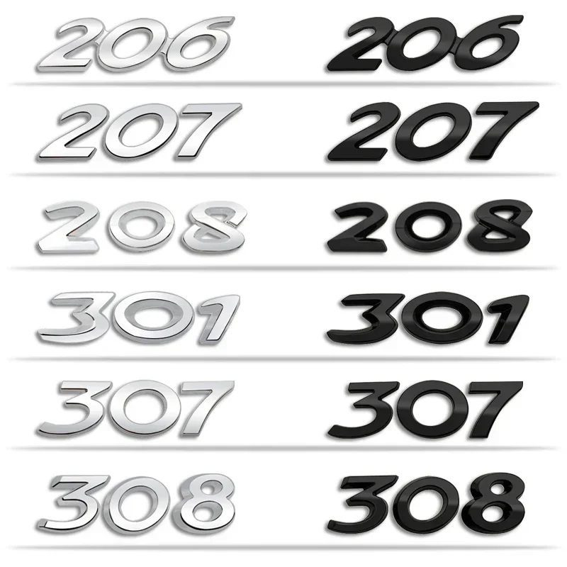 

Auto Embleem Letters Sticker for Peugeot 206 207 208 301 307 308 Logo Badge Decal exterieur Accessoires
