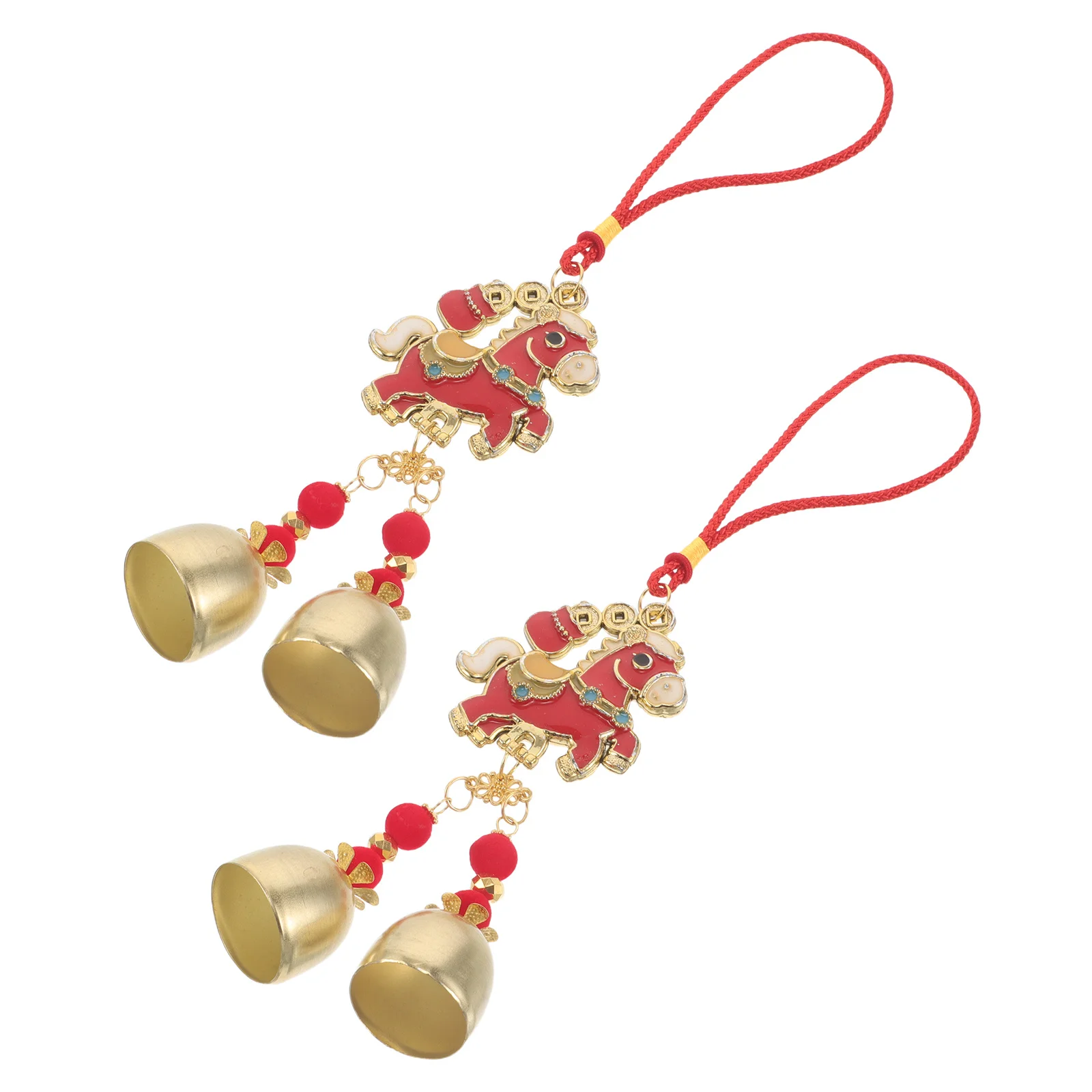 

2Pcs Chinese Zodiac Horse Pendant Hanging Bell Wind Chime for Lunar New Year Decor Spring Festival Door Hanging 2026 Year of The
