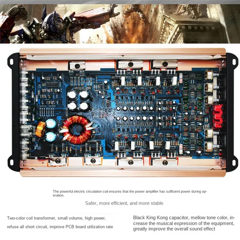 Wzmacniacz samochodowy audio o mocy 4500 W Czterokanałowy wzmacniacz dużej mocy może być wyposażony w 4 głośniki Wzmacniacz mocy H-608