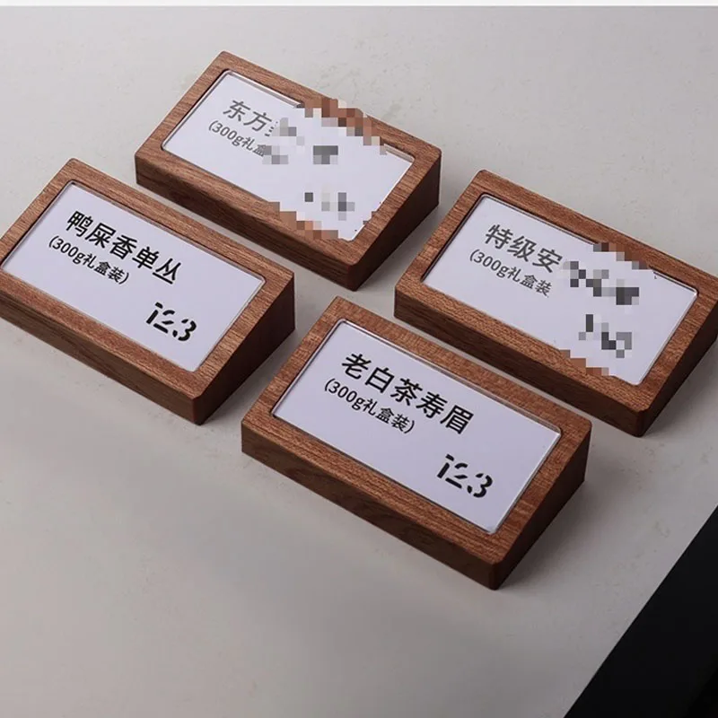 5pcs Shabili Price Tag Sign Holder Solid Wood High-end Snack Price Card Tag Supermarket Label Holder Table Number Stand Display