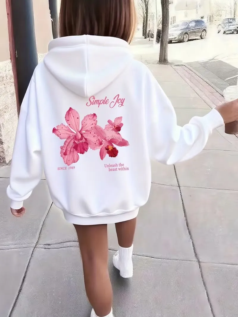 Retro sweatshirts Red Leaf Girls Children's Sweatshirt Y2k Graphic hoodie Hoody Casual Pullover Hoodies Kids Clothes