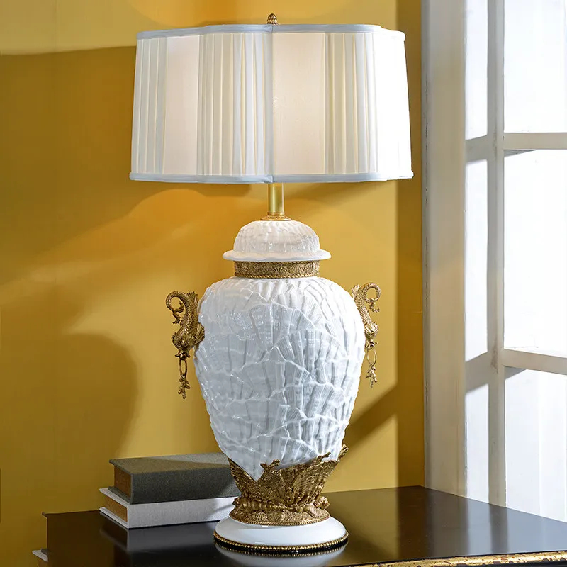#Ceramic with copper table lamp, creative home accessories, bedroom bedside lamp, model room soft decoration ornament