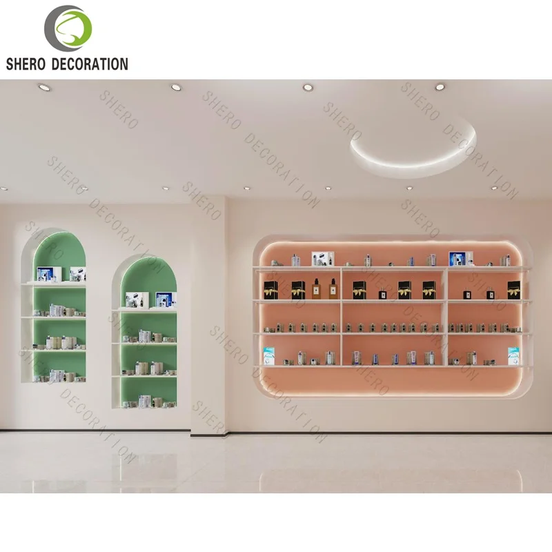 custom.Modern Durable Cosmetic Display Counter High Quality Commercial Makeup Display Showcase With Exquisite Cosmetic Furniture