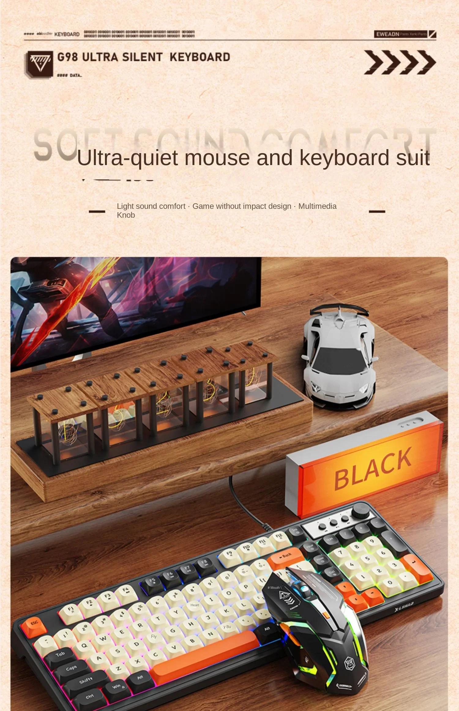 XuanGuang G98 Mechanical Keyboard 98keys Wireless Dual-mode RGB White Light Mechanical Feel Dust Prevention E-sports Game Custom