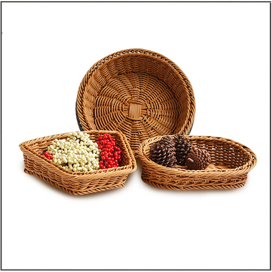 Rattan woven storage multi shape basket thickened woven basket supermarket fruit vegetable basket rattan woven display basket