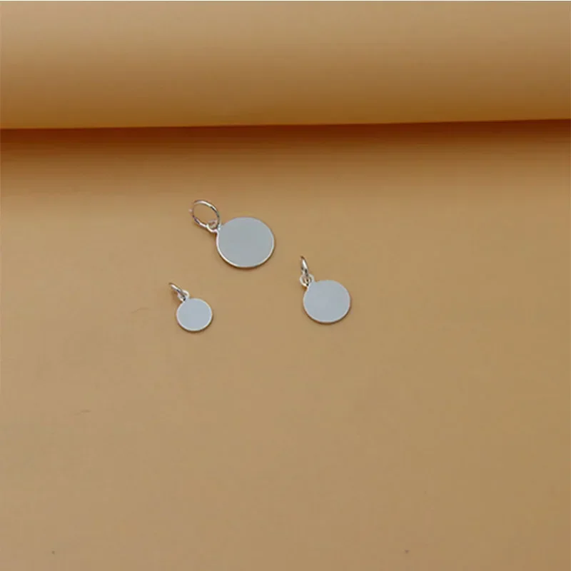 MEETSOFT 925 الفضة 6-10 مللي متر ميدالية مستديرة القرص مخصص نقش شعار قلادة جالبة للحظ DIY بها بنفسك اليدوية النقش اكسسوارات بالجملة