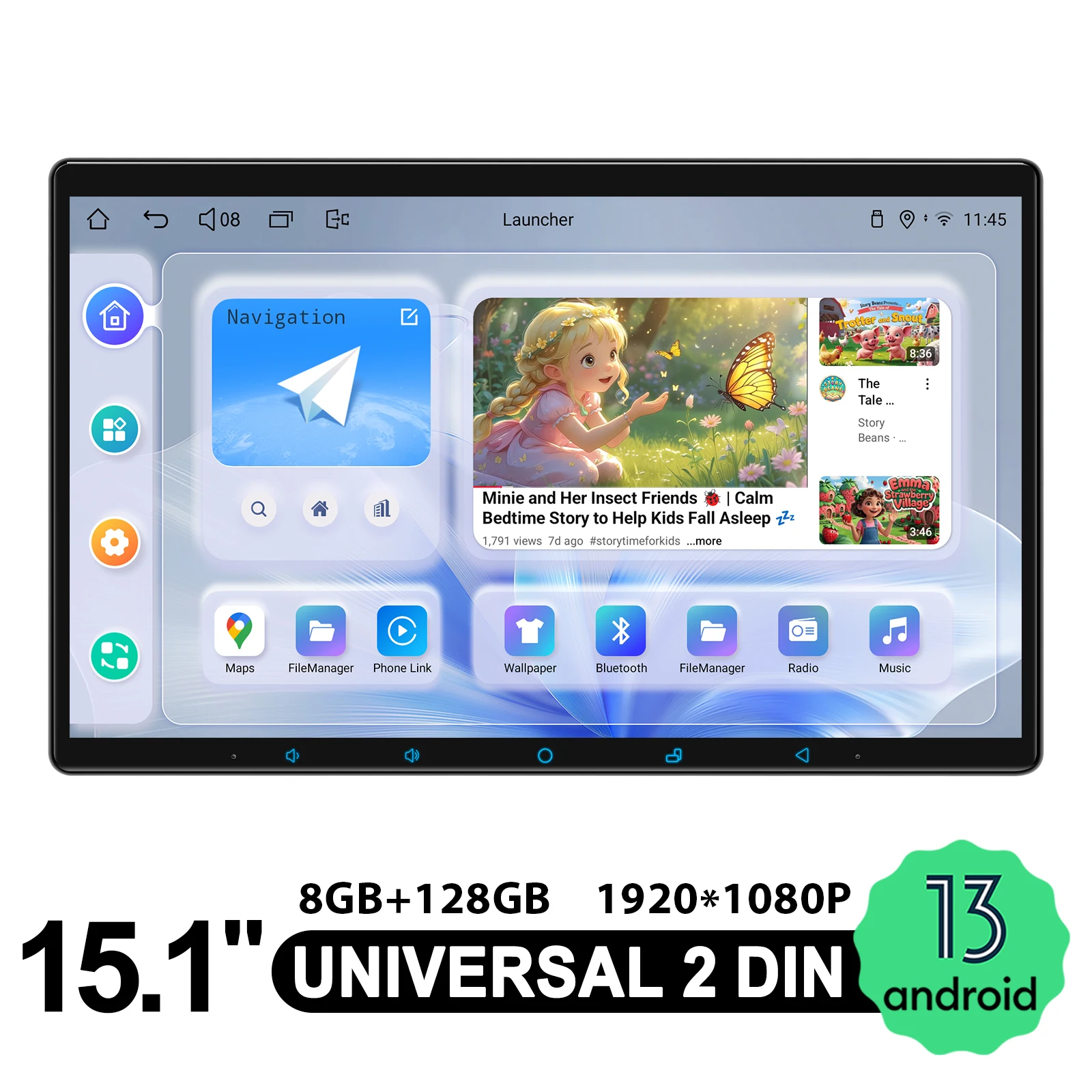 JOYING 15.1 Inch 8G 128G 1920*1080 Double 2 Din Car Radio Stereo Multimedia Player Head Unit With Android Auto Carplay HDMI Out