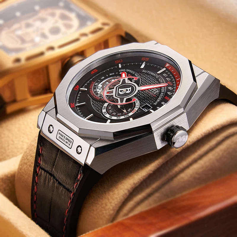 BONEST GATTI Automatic Mechanical Watch Men's King Speed Series German Waterproof Genuine Leather Strap Men's Luxury Watches