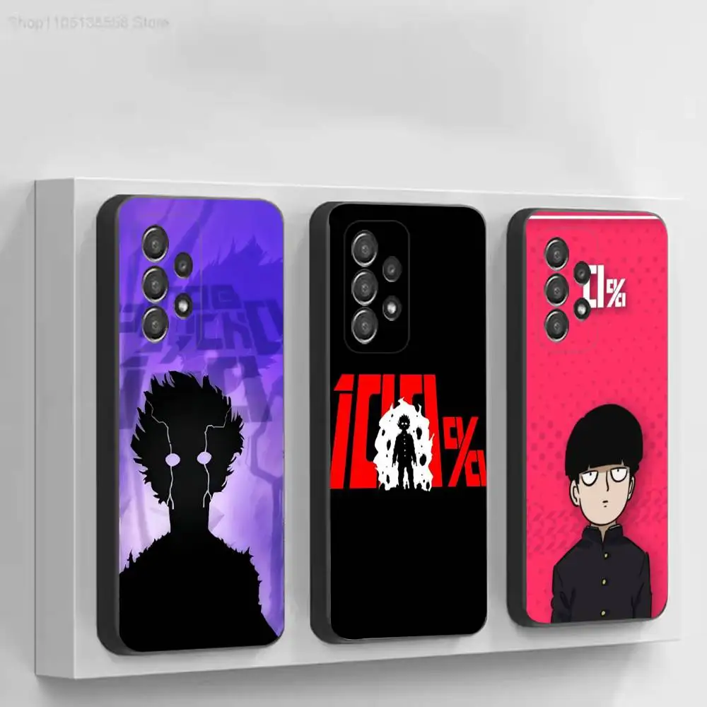 M-Mob P-Psycho 100 Anime Black Protective Cell Cover For Samsung S26 25 24 23 22 21 20 10 10E Plus FE Ultra Note Soft case