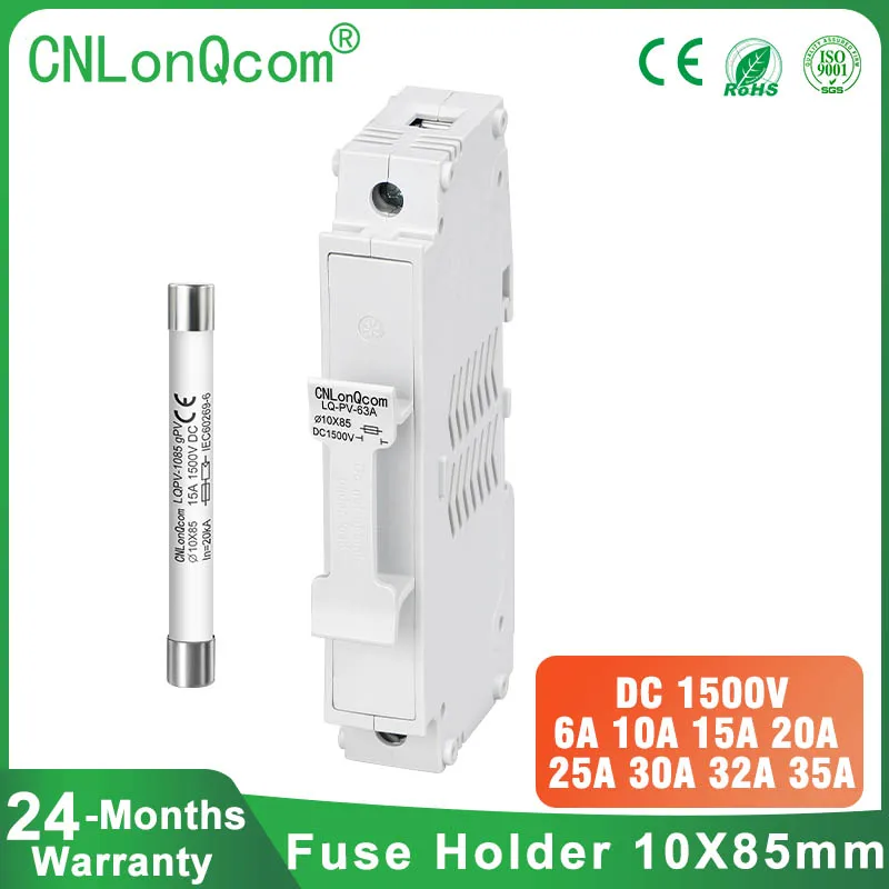 CNLonQcom DC 1500V Fuse Holder PV 10*85mm High Voltage Base 6A 10A 15A 20A 25A 30A Photovoltaic System Protection Protector gpV