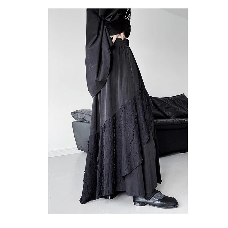 Korean Style 26 New Arrival Spring/summer Women Casual Loose All-matched A-line Skirt Asymmetry Patchwork Mid-calf Skirts T143