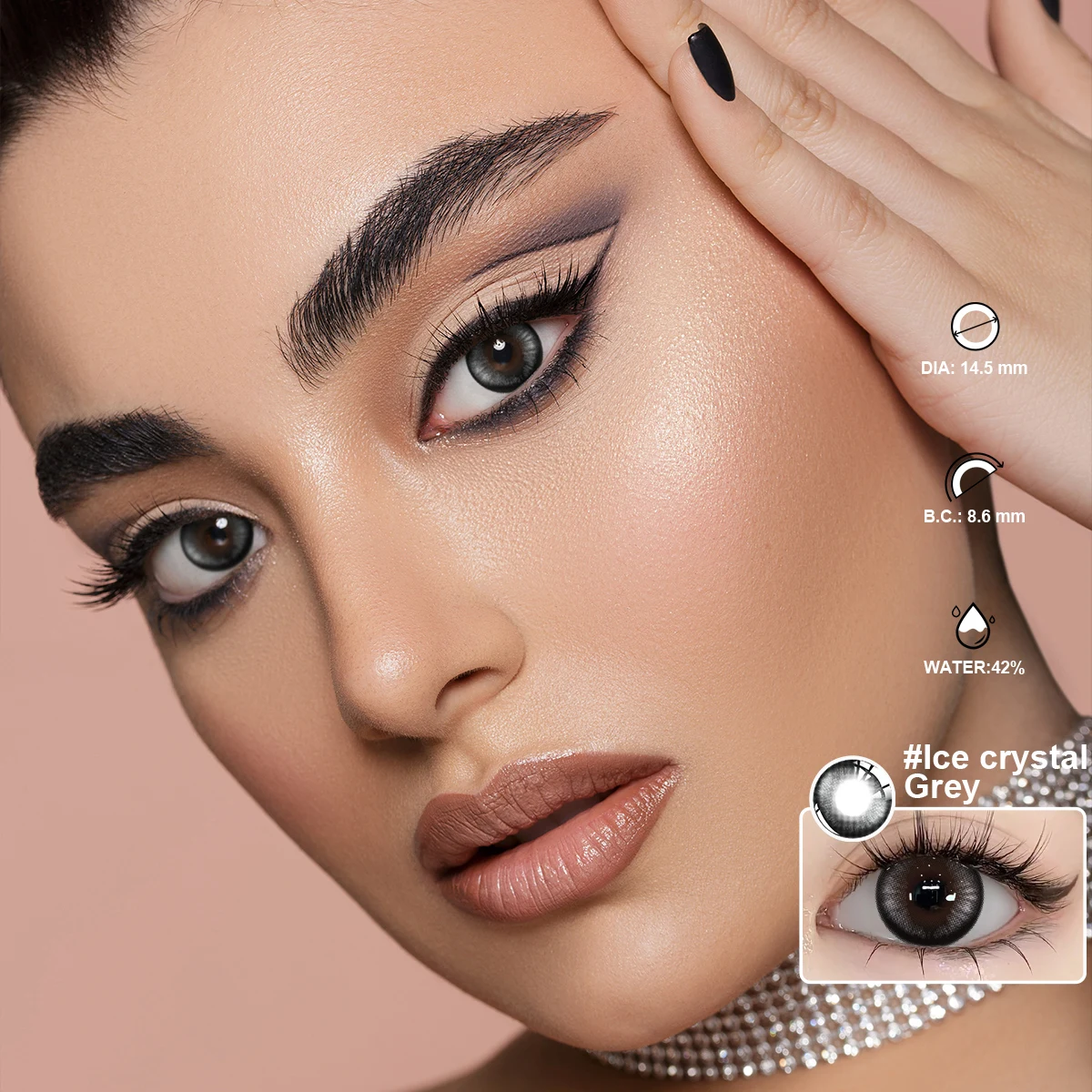 Bio-essense 1 Paar schwarze Gläser mit großen Augen, koreanische Naturlinsen, farbige Kontaktlinsen, Augen mit Grau, schöne Pupillenlentes – Detail 12