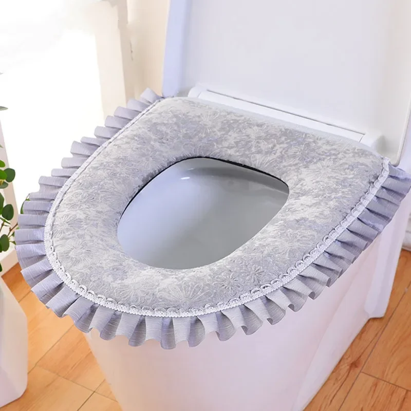 Tavolette Copriwater Fiore Peluche di Inverno Morbido Sedile Del Water Pad Copertura Della Chiusura Lampo Casa Accessorio per Il Bagno