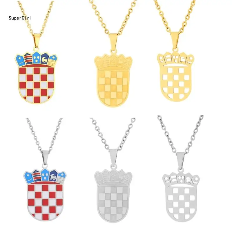 قابل للتعديل الكرواتية قلادة غير قابل للصدأ الصلب كرواتيا شارة قلادة كرواتيا العلم قلادة حلية الهيب هوب سحر مجوهرات J78E