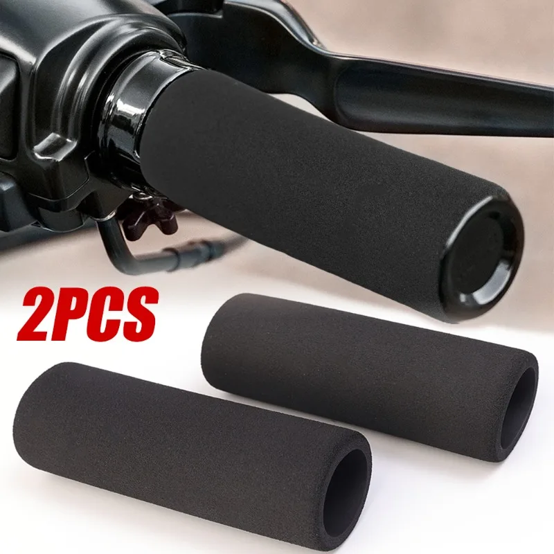 2pcs Universal Motorcycle Handlebar Grips Non-slip Soft Foam Motorbike Cycling Handle Bar Anti Vibration Grip Cover Accessories