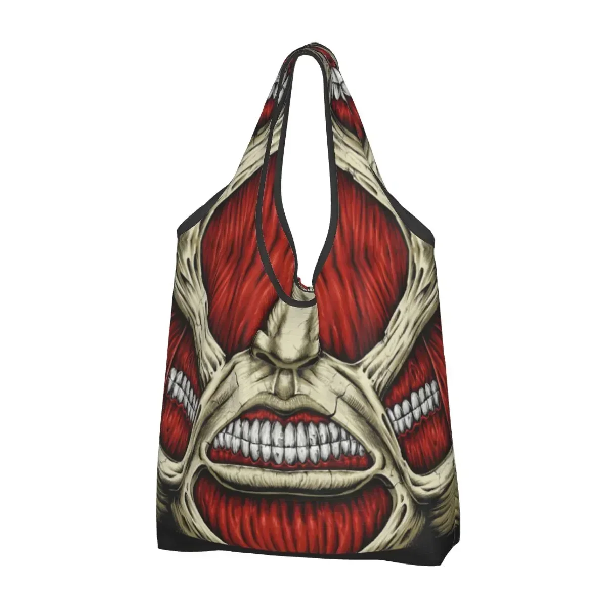 Reusable Colossal Titan's Smile Shopping Bag Women Tote  Portable Anime Attack On Titan Groceries Shopper s