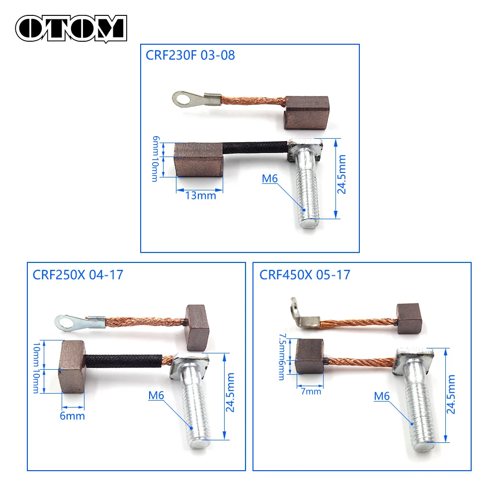 OTOM 2017 Motorcycle Starter Motor Repair Carbon Brush Terminal Kit For HONDA CRF250X CBR TRX CRF230F NX250 TRX500 VFR Off-road