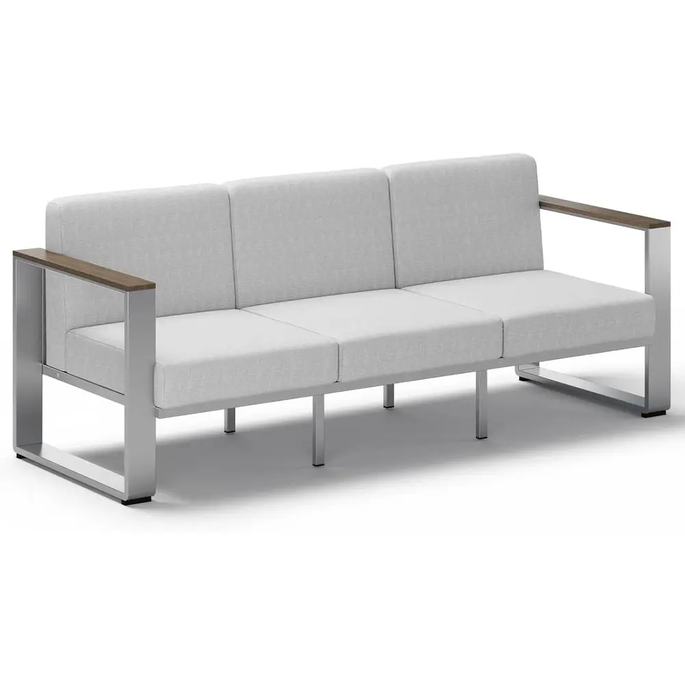 

All-Weather 3-Seat Metal Outdoor Sofa, Weather-Resistant Patio Furniture for Porch or Deck (Light Gray)