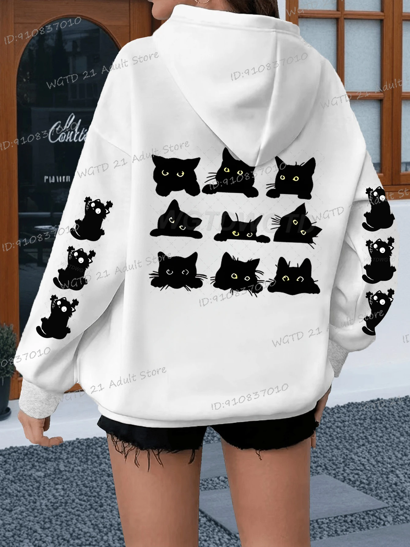 أشكال مختلفة من القطط طباعة هوديي موضة النساء هريرة عاشق الهدايا البلوفرات ربيع الخريف الصوف عادية هودي أنيمي القط مقنعين