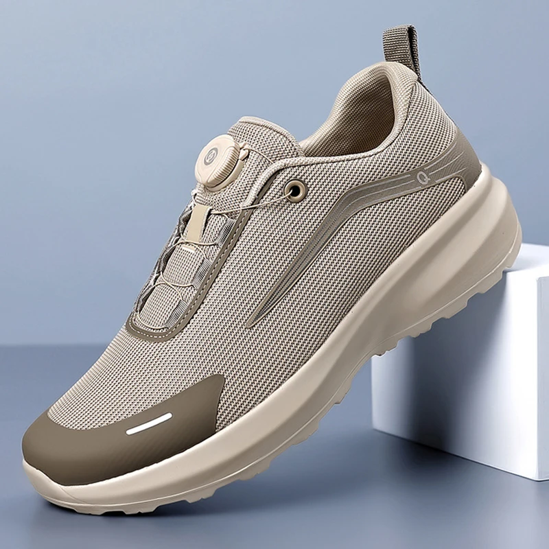 New Rotary Buckle Men Trendy Breathable Sneakers Chunky Men Running Shoes Thick Bottom Waterproof Jogging Footwear Couple Street