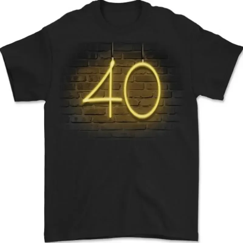 40th Birthday Neon Lights 40 Years Men's 100% Cotton T-Shirt