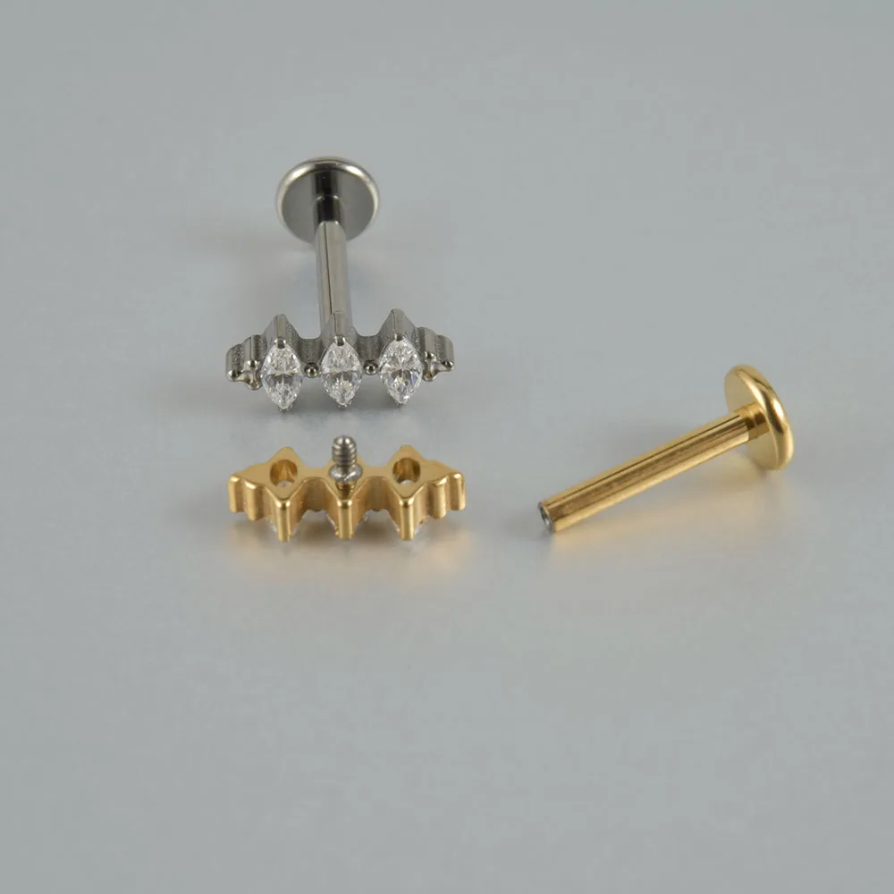 1 pz G23 titanio zircone cuore orecchino lobo labbro orecchio Stud Helix Tragus cartilagine Labret Piercing gioielli 16 gx8mm