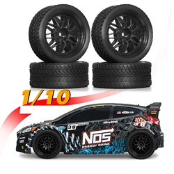 4pcs 65mm Wheel Tyres Tires 12mm Hex Blue Rim Durable Rubber for 1/10 1/12 1/14 RC Car Racing Competitable Wltoys 144001