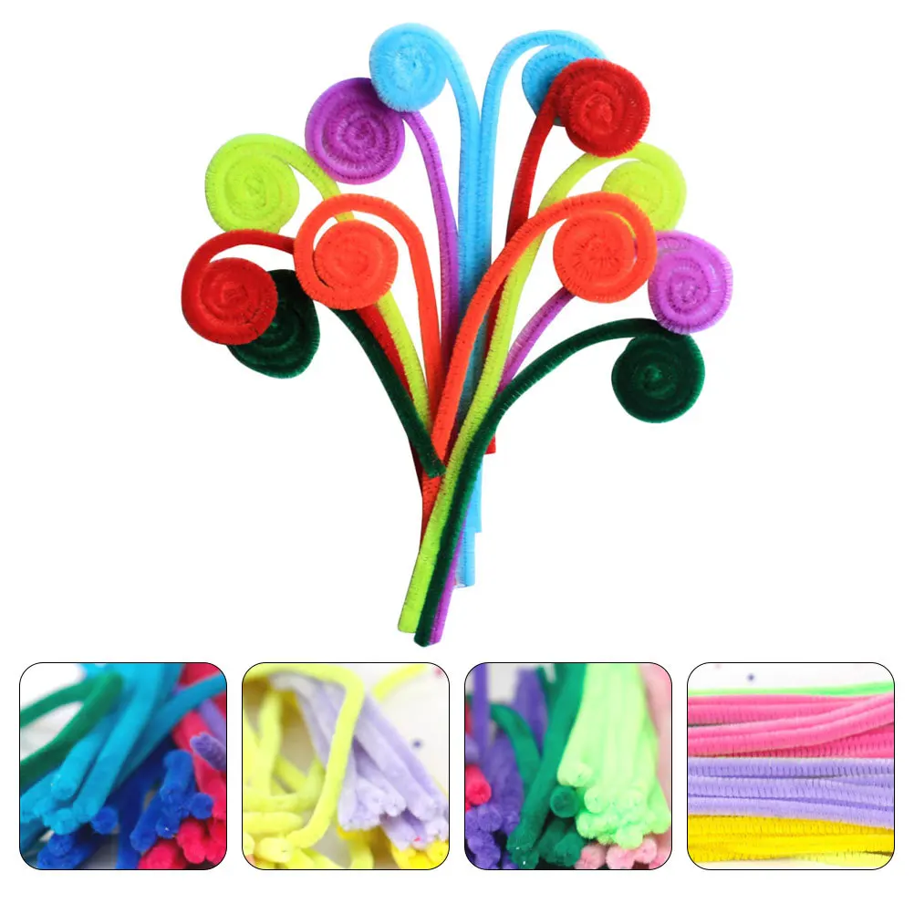 200 قطعة من مادة جذع الشنيل بألوان زاهية، قطع علوية مرنة مرنة لعيد الميلاد مصنوعة يدويًا، لوازم يدوية تعليمية يدوية الصنع