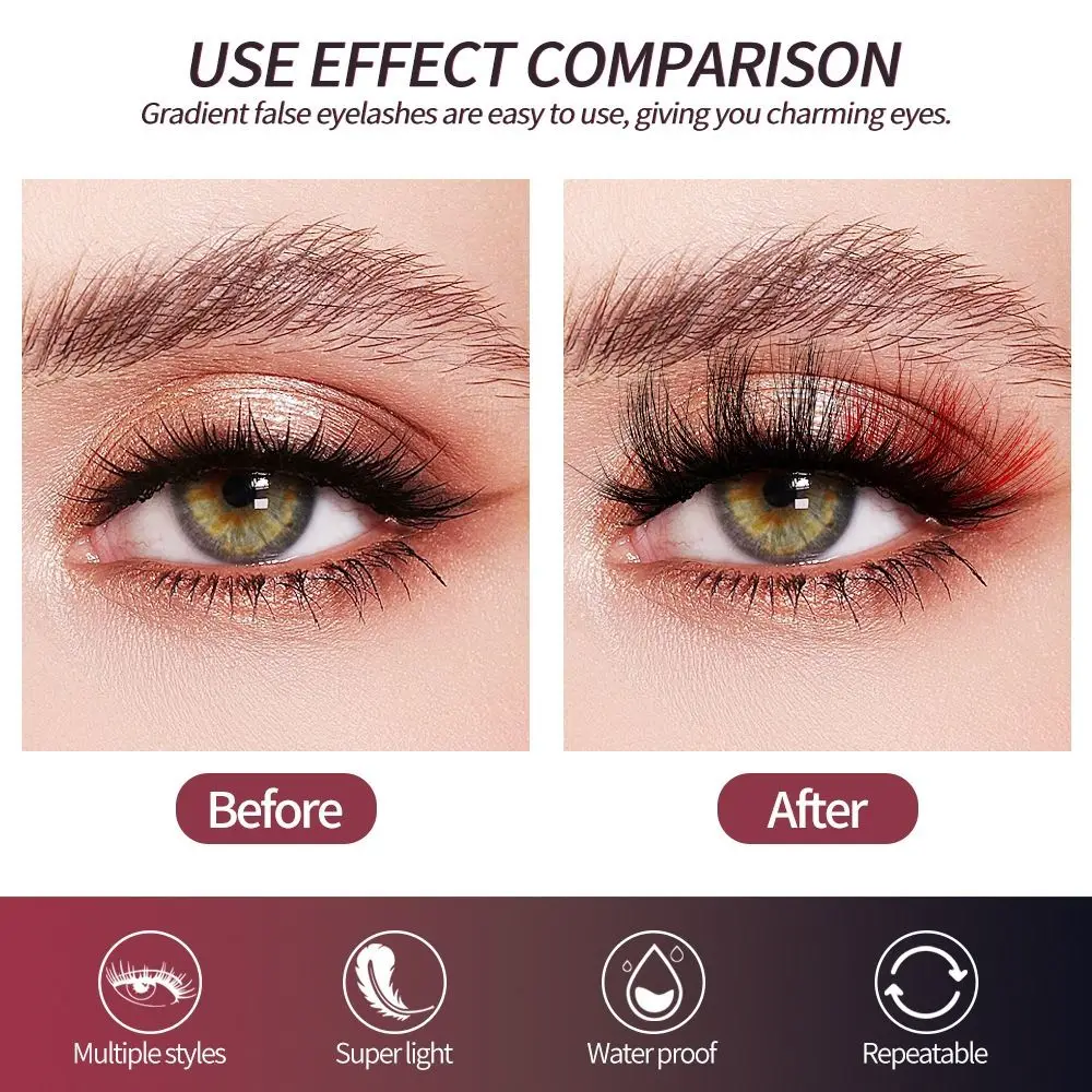 Dramatic Natural Party Full Strip Lashes Makeup Tool Women Colored Lashes 3D Colorful Eyelashes Mink Lashes Lashes Extension