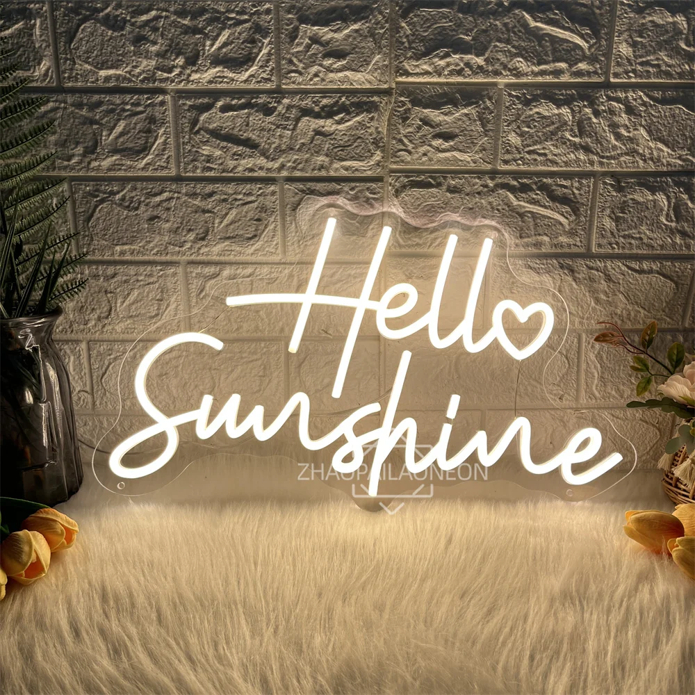 Hello Sunshine Neon Sign Home Bedroom Led Wall Art Decor Wedding Neon Lights USB Wedding Cafe Bar Party Decoeation Business Sign
