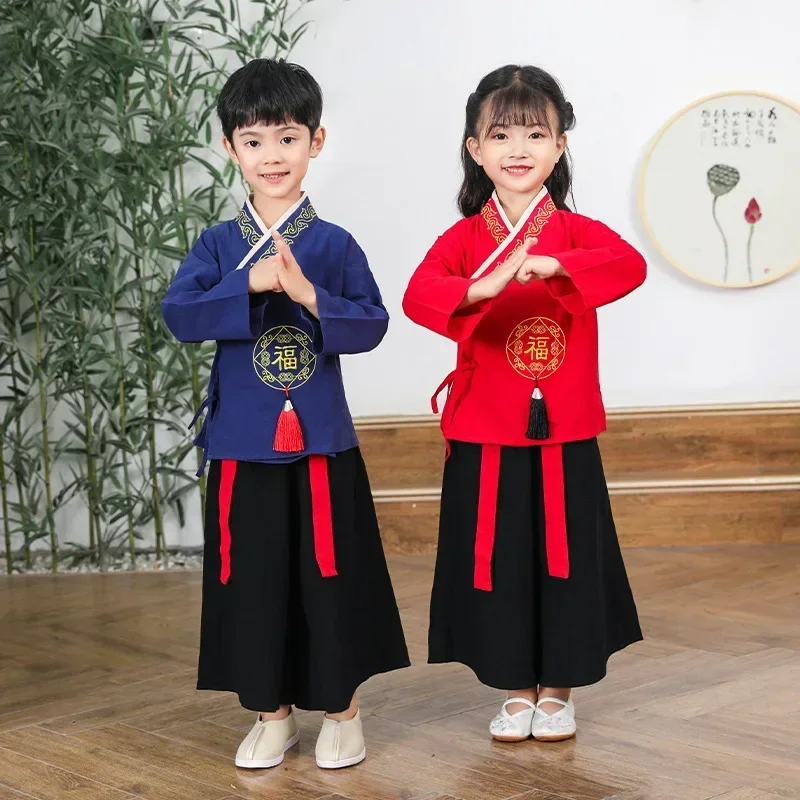 Kids Chinese Tradition Style Hanfu Boys Girls Ancient Costumes платье ханьфу Performance Tang Suit Children New Year Costumes