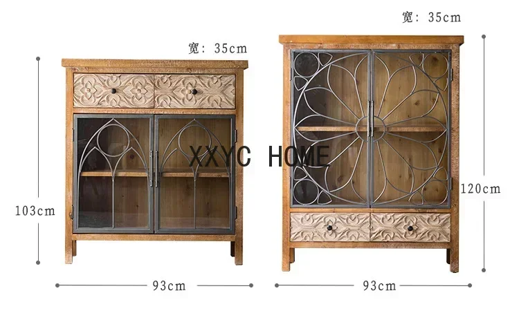 

Боковой шкаф из цельного дерева в американском стиле ретро, шкафчик для хранения в семье, отель, маленькая квартира