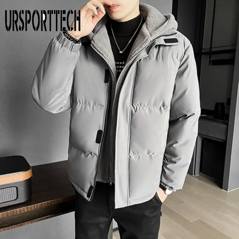 Winter Jacket Men Cotton Parkas Oversized 2024 Winter New Fake Two-Piece Hooded Bread Jacket Fleece Warm Winter Jacket For Men