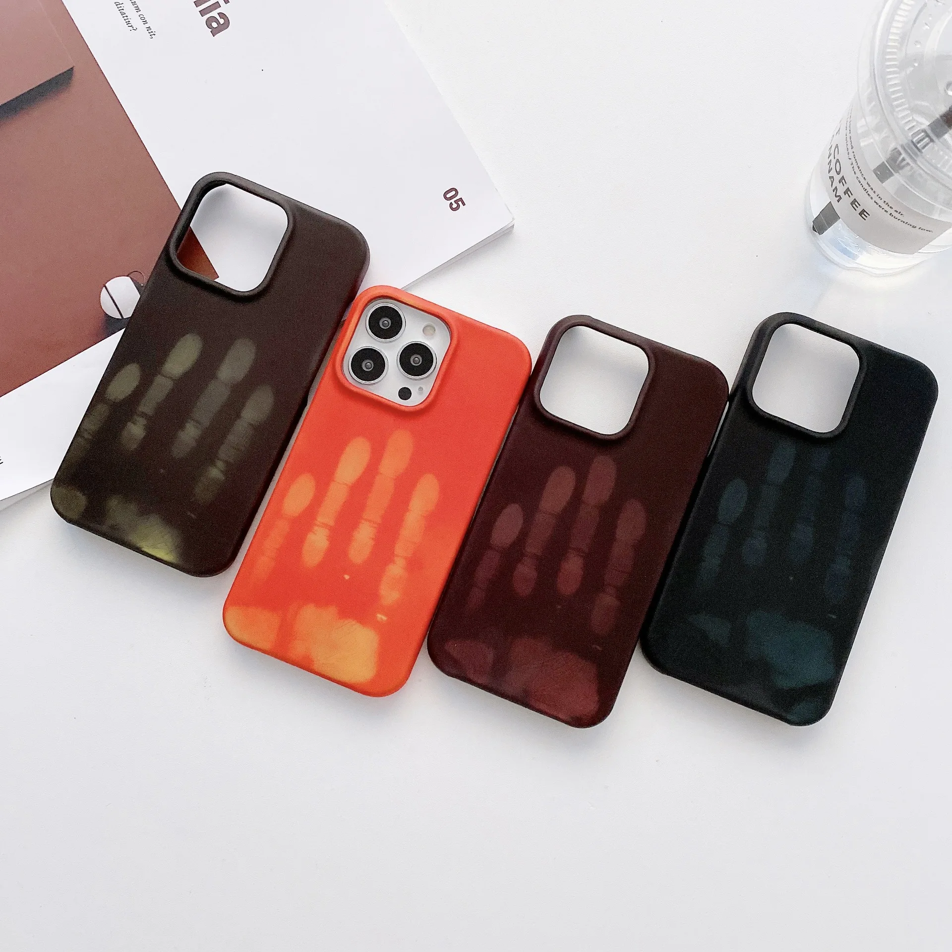 Apple16Promax thermal induction color-changing case 13 mobile phone case matte soft 17pro temperature-changing mobile phone case