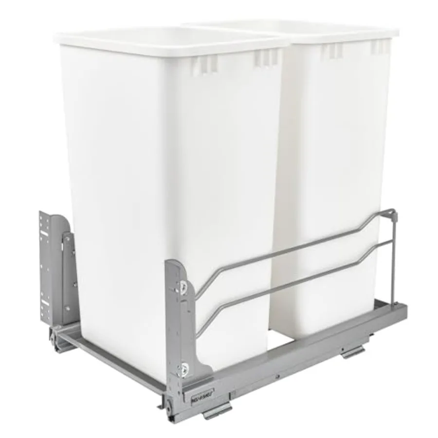 

Double 50 Qt Pull Out Trash Cans with Soft Close for Full Height Kitchen Cabinets, Min Opening Width of 14.5",,53WC-2150SCDM-21
