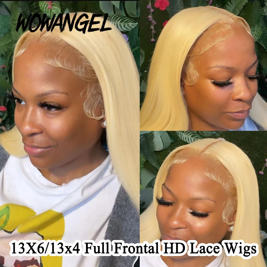 Wow Angel 613 HD Kant Frontale Pruik 13X6 Full Lace Front Rechte Pruik Menselijk Haar Pruik Pre geplukt Natuurlijke Hoofdhuid Voor Vrouw Lijmloze - afbeelding 2
