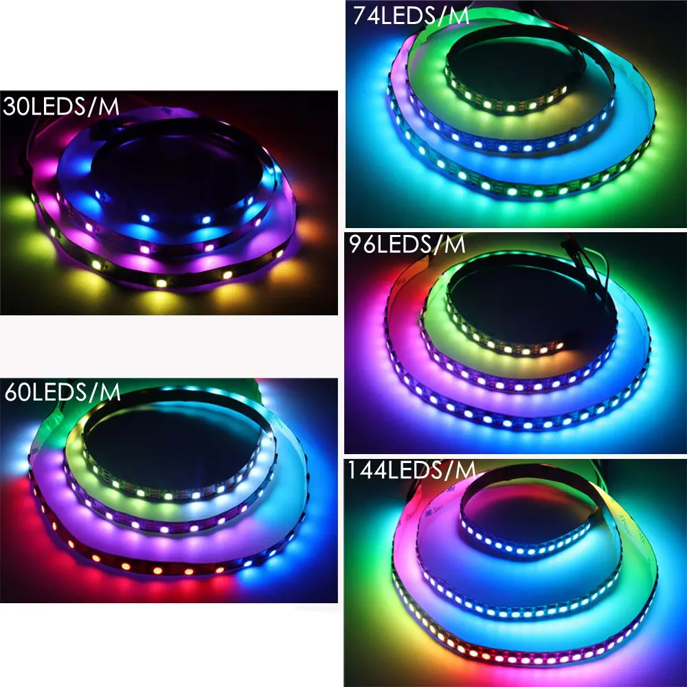 Tira de luces Led WS2812B, DC5V, direccionable individualmente, RGB inteligente, SP611E, kit de controlador de aplicación de música Bluetooth, 1-5M