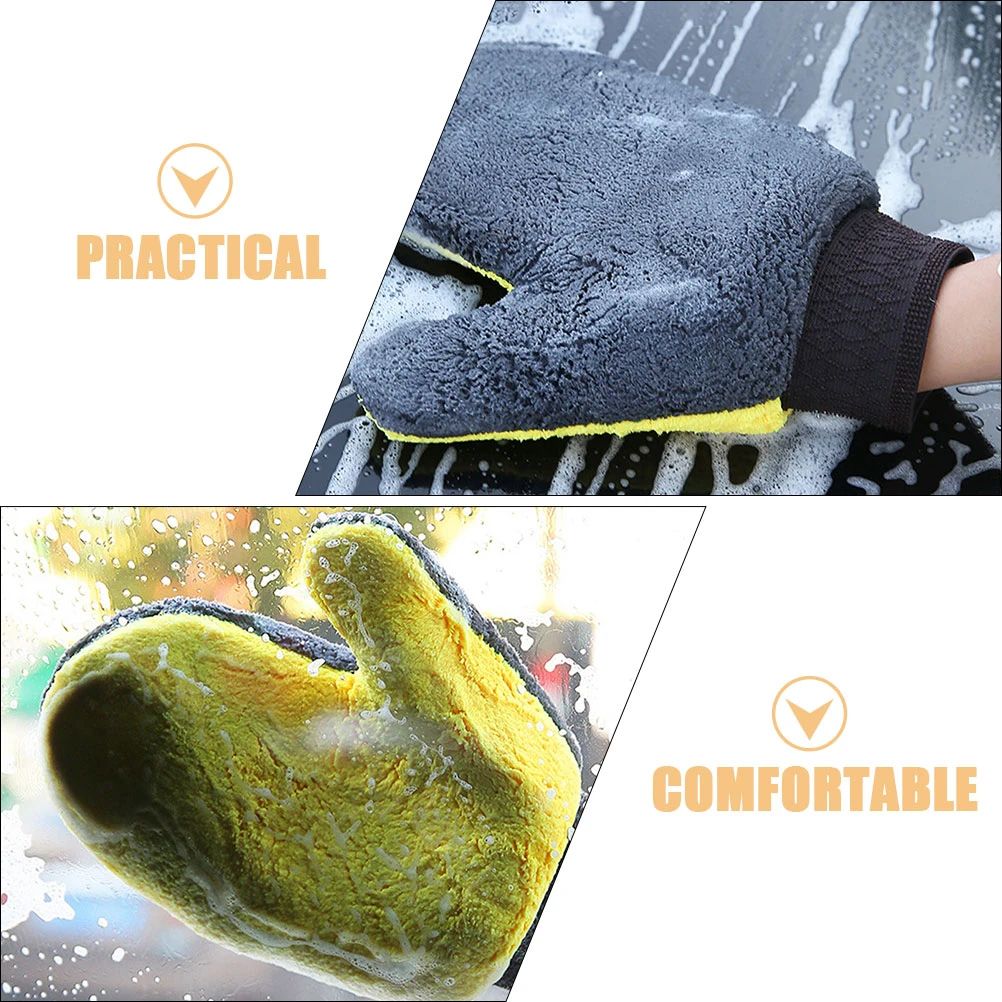 

2Pcs Mitt Car Washing Glove Scratch Free Coral Fleece Gloves Waterproof Anti Slip Cleaning Tool for Car House Windows