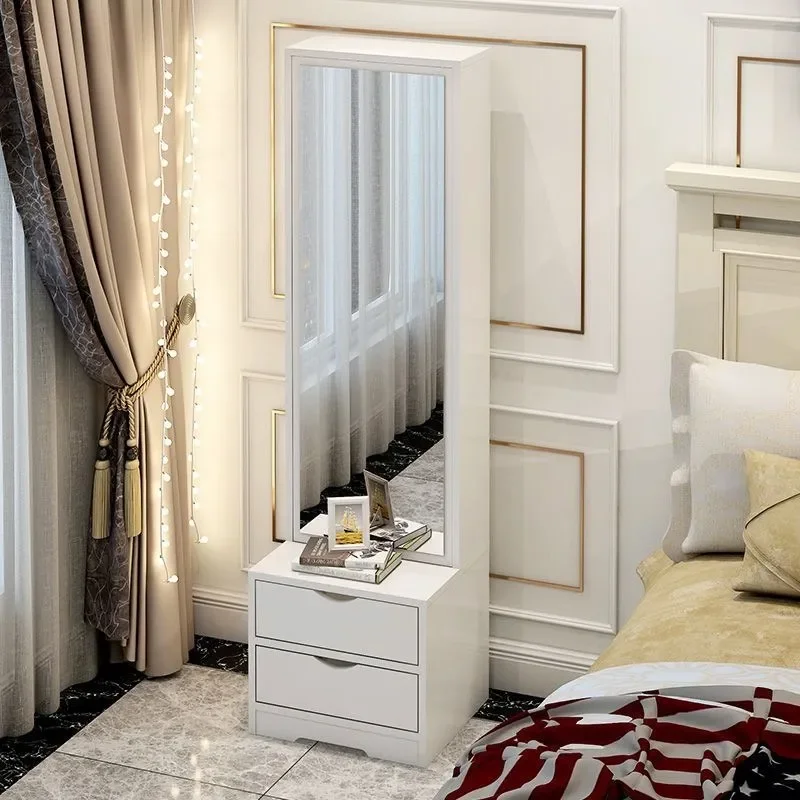 for Household Floor to Ceiling Mirror with Cabinet Dressing Full Body Mirror Bedside Table Integrated Mirror Bedroom Living