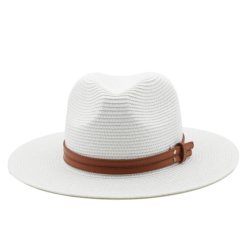 54-58-60CM Womens Summer Panama Hats Wide Brim Straw Sun Hat Beach Hat For Men Fashion UPF UV Protection Fedoras Cap For Travel