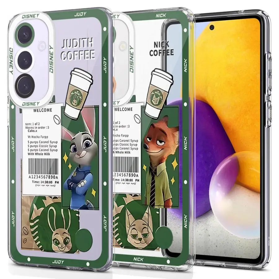 Fashion Disney Zootopia Cover Case for Samsung Galaxy A35 A55A53 A54 A73 A34 A33 A25 A24 A13 A14 A15 Clear Soft Shell