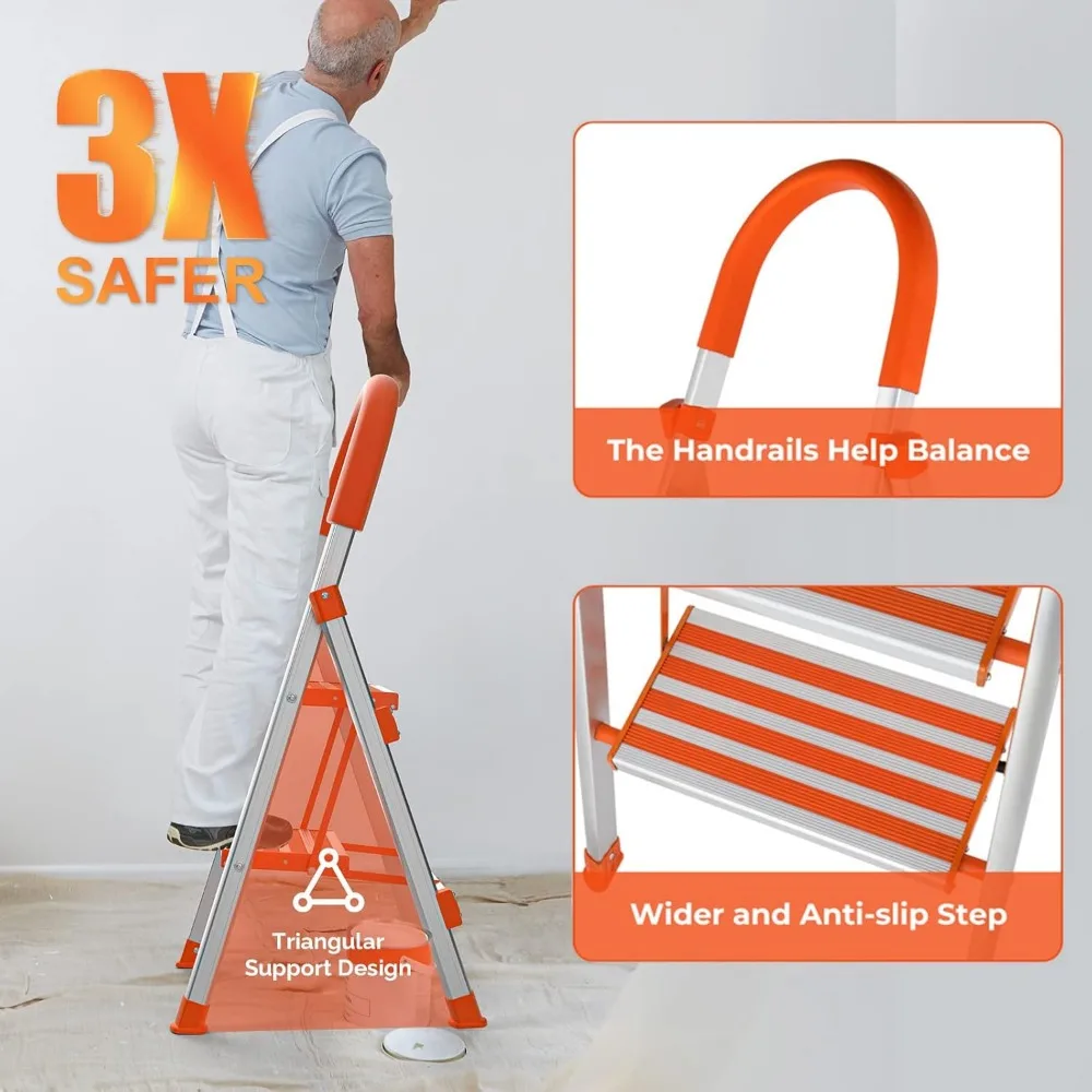 Luisladders 2-ступенчатая лестница, алюминиевая легкая складная стремянка, портативная прочная стремянка для дома и кухни, 500 фунтов en131 Littl