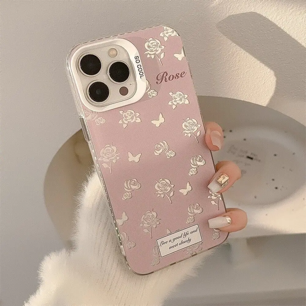 SEIRASSIM butterfly flowers shockproof phone case for iphone 16 pro max 15 plus 14 13 11 12 back cover for iphone xr xs x 7 8 se