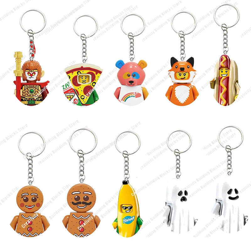 Hot Selling Keychain Series Pizza Man Biscuit Man Banana Man 3D Model DIY Building Block Toy Classic Movie Model Children's Toy