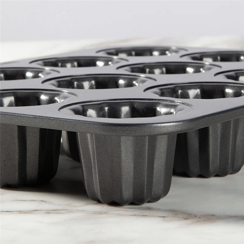 J1UL1N Molde Canele de 12 cavidades, molde para pasteles, molde antiadherente para muffins Canele, utensilios para hornear, molde para magdalenas para horno, moldes para pudín