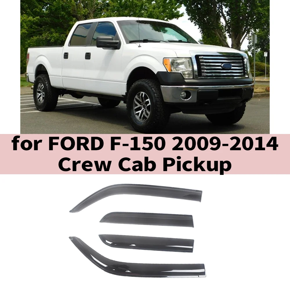 

For FORD F-150 2009 2010 2011 2012 2013 2014 Crew Cab Pickup Wind Deflectors Rain Guards Door Window Visor